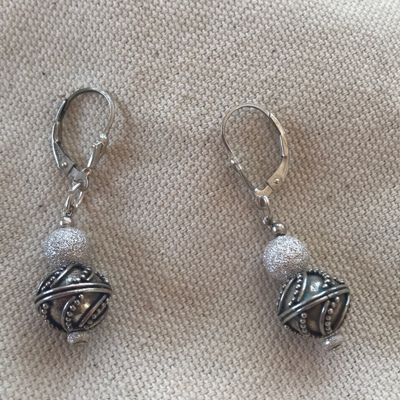 Sterling Silver Handmade Pierced Dangle Earrings - Picture 2 of 4